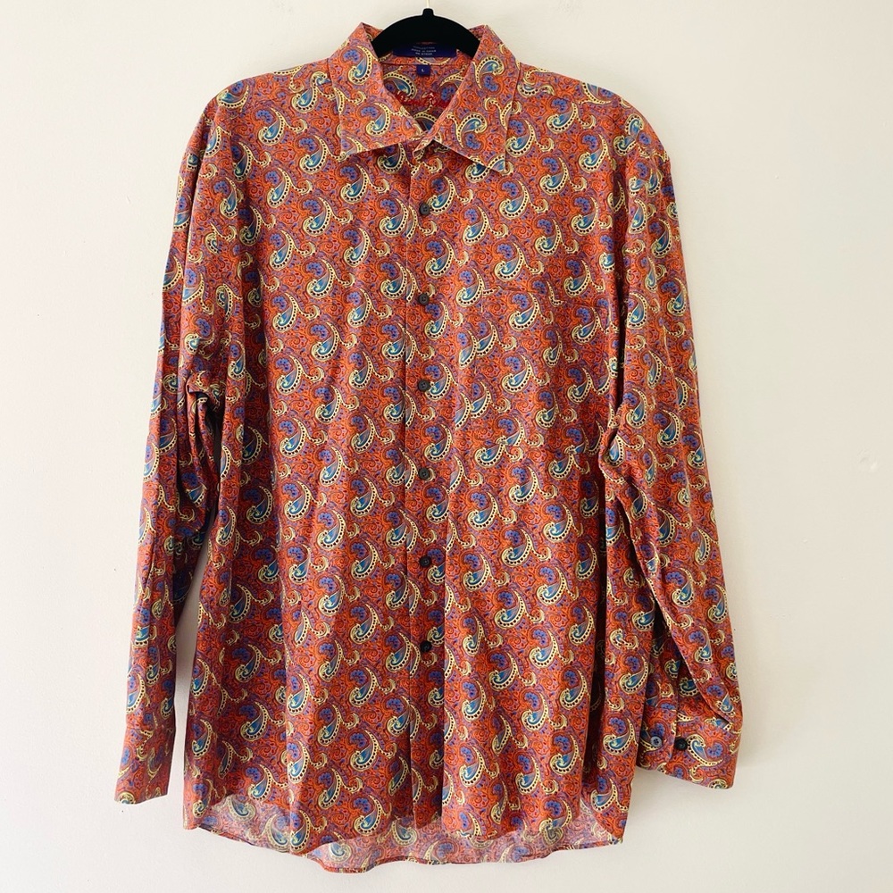Alan Flusser Mens Multicolor Paisley Dress Shirt Long Sleeve L